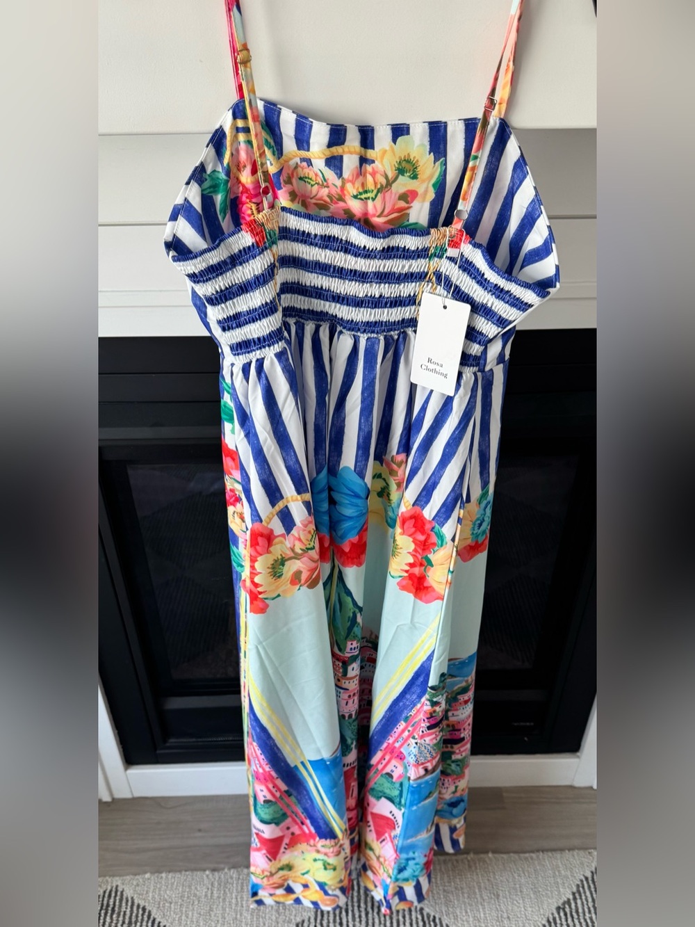 Positano Lemon Spaghetti Strap Square Neck Holiday Maxi Dress New - Picture 4 of 7